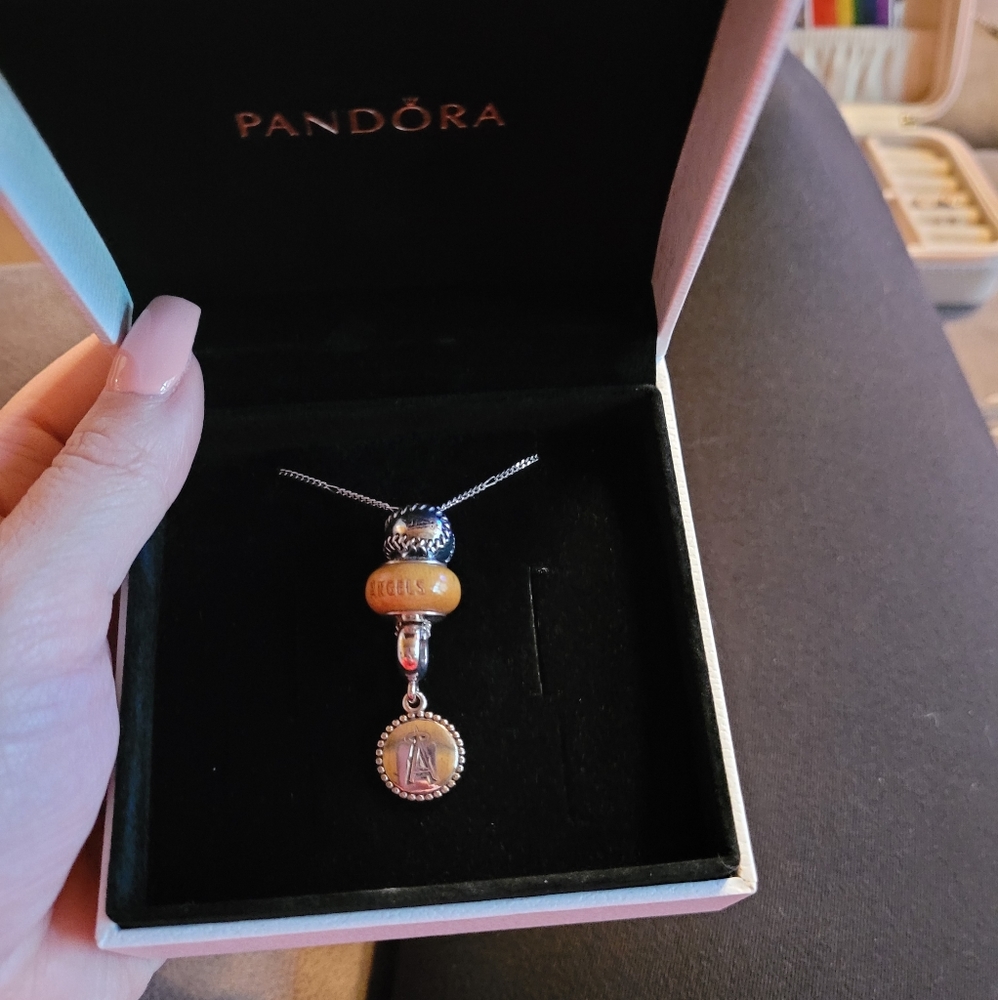 Pandora Necklace with Angels Baseball charms